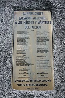 Placa Homenaje San Joaquín 2006
